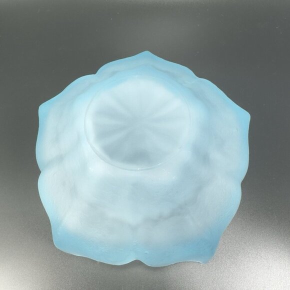 Viking Petal Lotus Spring Blossom Bowl Dish Blue Frost Satin Textured Vintage - Picture 10 of 14
